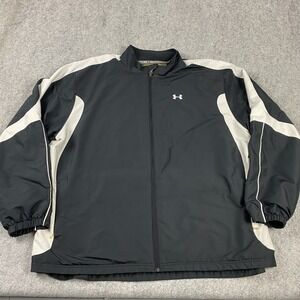 Under Armour Jacket Mens 2XL Black Gray Full Zip Performance Fleece‎ Lined
